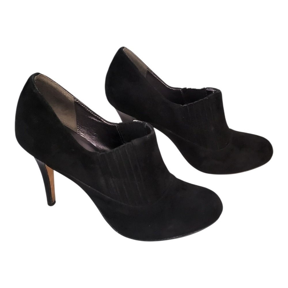 Cole Haan‎ NikeAir TALIA Booties Size 7 B Black Suede Gored Slip On Stiletto